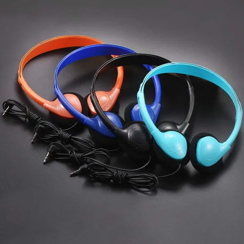 Vista 2 de CN-Outlet Auriculares para niños para el aula a granel multicolor, paquete de 5, auriculares al por mayor para niños, perfectos para escuelas
