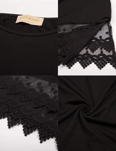 Vista 6 de Kate Kasin Sexy vestido extensor tipo camisola para mujer, sin mangas, con encaje