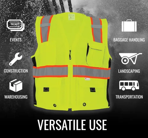 Vista 5 de Global Glove High Visibility Safety Vest, Lightweight and Breathable