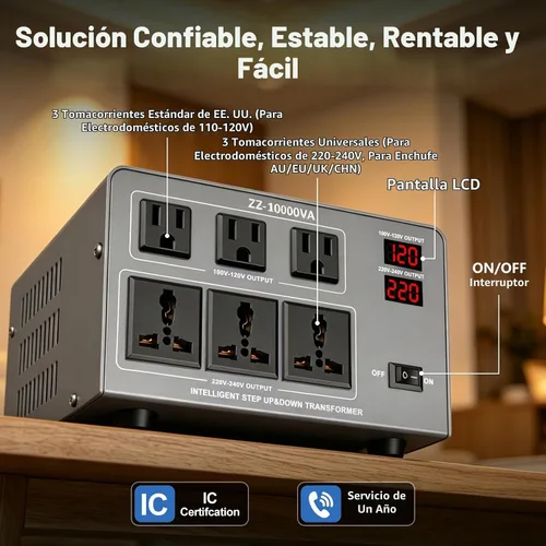 Vista 6 de Transformador convertidor de voltaje de 10000W, paso arriba/abajo 110V/120V Azul