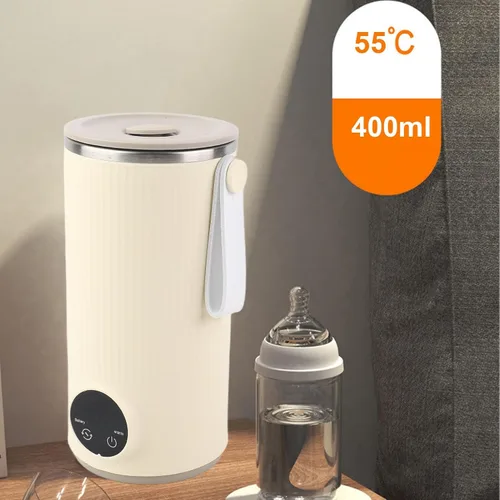Vista 4 de Estink Hervidor eléctrico portátil, caldera de agua de viaje recargable por USB con agitador y calefacción 55C, batería de litio de 2 x 3000 mAh
