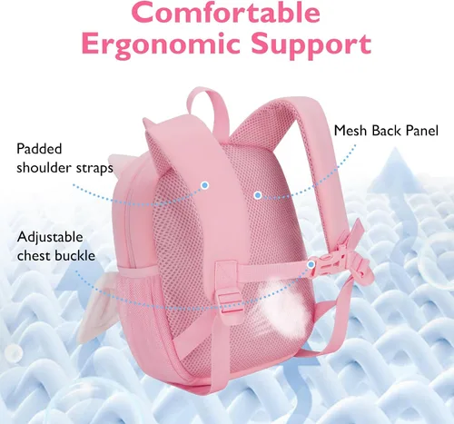 Vista 4 de mommore Mochila infantil de dibujos animados para niños y niñas de 2 a 4 años, Unicornio, Pequeño, Mochila de neopreno para niños pequeños