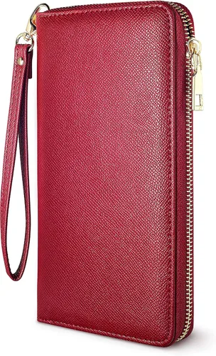 Vista 9 de Yarnic Cartera para mujer, negro, piel sintética, protección RFID, 8.9 x 4.7 x 0.8 pulgadas