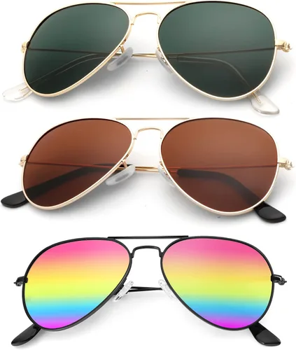Vista 13 de KALIYADI Classic Aviator Sunglasses for Men Women Driving Sun glasses Polarized Lens UV Blocking Negro