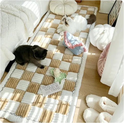Vista 10 de FunnyFuzzy - Funda protectora de algodón con diseño a cuadros grandes y cuadriculados para mascotas, funda protectora de algodón para el suelo