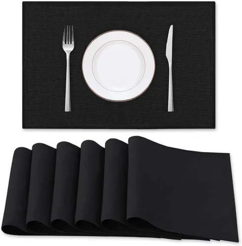 Vista 12 de H.VERSAILTEX Juego de 4 manteles individuales de lino de alta calidad para mesa de comedor, a prueba de derrames, impermeables, resistentes al
