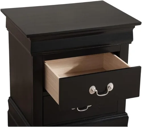 Vista 4 de Glory Furniture Louis Phillipe - Mesita de noche con 2 cajones, color negro