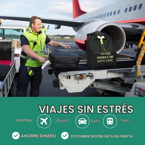 Vista 7 de reperkid Bolsa de viaje para asiento de automóvil para avión, negro y verde, 33" H x 18" W x 18" D, se adapta a la mayoría de asientos convertibles