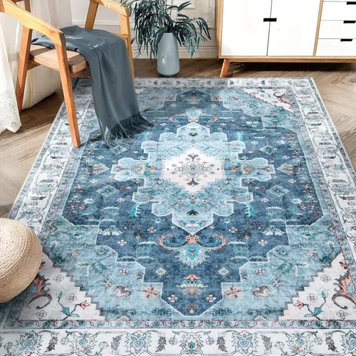 Vista 110 de SERISSA - Tapetes florales vintage, antideslizante, lavable, pequeño, ultrasuave, bohemio, de pelo bajo, para entrada, interiores, habitación