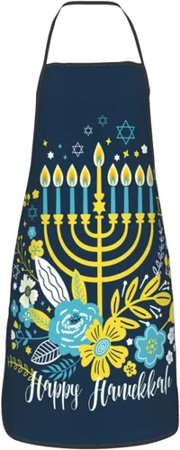 Vista 9 de Delantal de Hanukkah feliz ajustable para cocinar, babero de cocina para cocinar