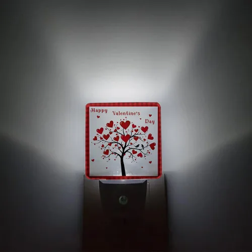 Vista 2 de Valentines Night Light Plug in LED Night Lamp Automatic Sensor Kids Night Lights Plug into Wall,Love Heart Tree Square Dim Night-Lights for Bedroom
