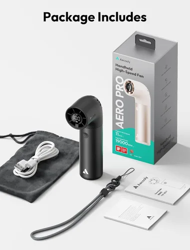 Vista 9 de Aecooly Ventilador de Mano Portátil, Ventilador Mini Turbo Potente, Aero Pro de Alta Velocidad de 19000 RPM, Tiempo Máximo de Enfriamiento de 15H