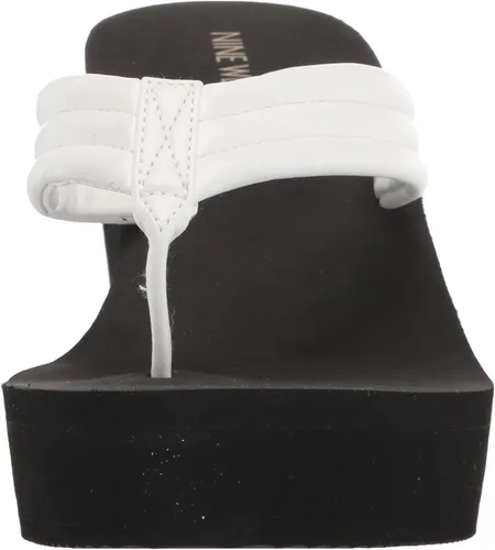 Vista 2 de NINE WEST Sandalias de cuña Spins para mujer, Blanco