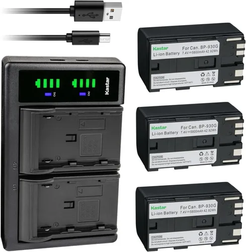 Vista 6 de Kastar BP-930G LTD2 Cargador de batería USB compatible con Canon XH-A1 XH-A1 HDV XH-A1S HD XH-A1SE HDV XM1 XM2 XV1 XV2 C2 FV1 DM-MV1 DM-MV10 DM-MV20