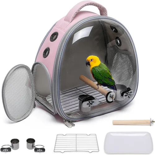 Vista 7 de Mochila Portátil de Viaje para Mascotas Transportín Bolsa para Hámster Conejillo de Indias Pájaro Perro Pequeño Gato Tortuga Transportín Jaula
