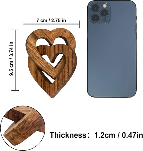 Vista 3 de Lightzz - Adorno de corazón de madera hecho a mano para compromiso, boda, aniversario, día de San Valentín, regalo de cumpleaños para ella, él