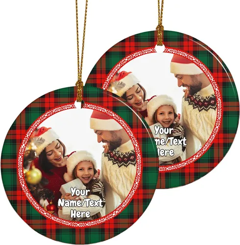 Vista 6 de Adornos de Navidad personalizados, adorno con foto personalizada, nuestro primer árbol de Navidad colgante 2024, decoración regalo para Navidad