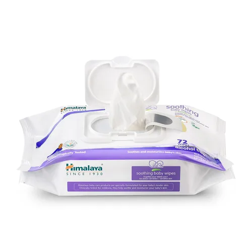 Vista 2 de Himalaya Toallitas calmantes calmantes para bebés para una piel suave, limpia y sensible, 72 toallitas, paquete de 6