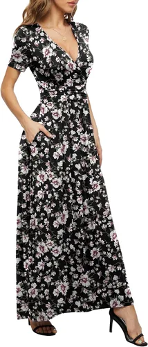Vista 4 de LILBETTER Vestido de verano de manga corta para mujer, vestido largo con bolsillos