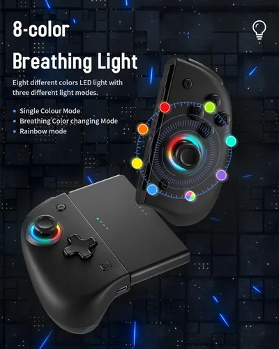 Vista 2 de binbok Switch Joypad Controller for SwitchSwitch OLED, Wireless Controllers Replacement Switch Controller 8 Colors Adjustable LED Handheld
