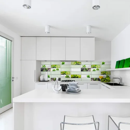 Vista 2 de Dundee Deco PG7035 Tonos de verde hojas de menta sintética lima, 3.1 pies x 1.6 pies, panel de pared 3D de PVC, decoración de paneles de pared
