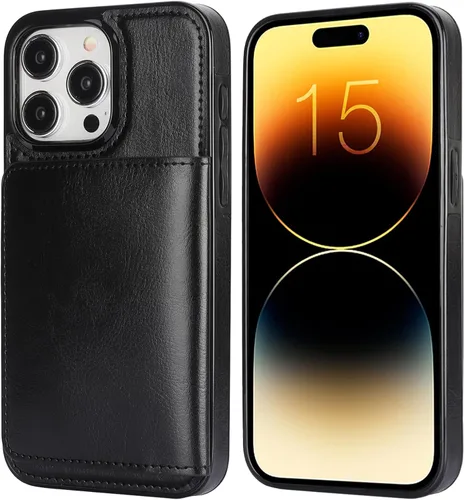 Vista 3 de KIHUWEY - Funda tipo cartera para iPhone 15 Pro Max, piel con tarjetero