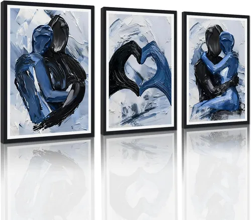 Vista 78 de Novatique 3 piezas de arte de pared sexy en blanco y negro para parejas desnudas, decoración de pared abstracta de amor para mujeres y hombres, arte