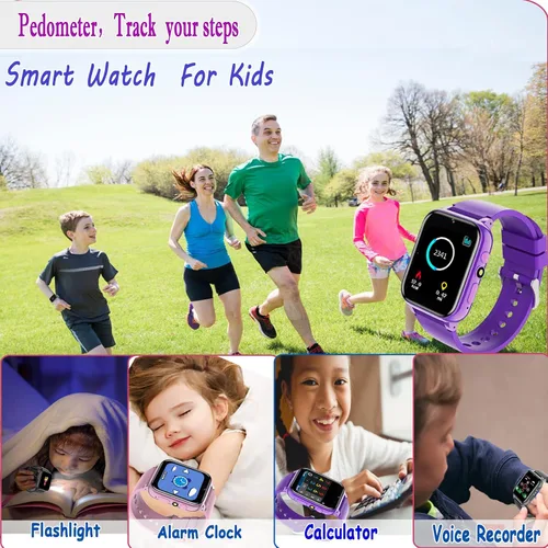 Vista 6 de iCHOMKE Reloj inteligente para niños, reloj inteligente para niñas y niños con 26 juegos, grabadora de video y reproductor, calendario podómetro