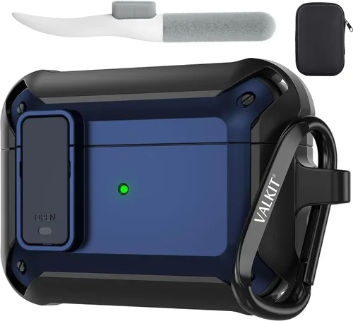 Vista 56 de Valkit Funda para Airpods Pro 2 con cerradura, funda militar de cuerpo completo para AirPod Pro rígida con llavero, funda para Airpods Pro de 2ª/1ª