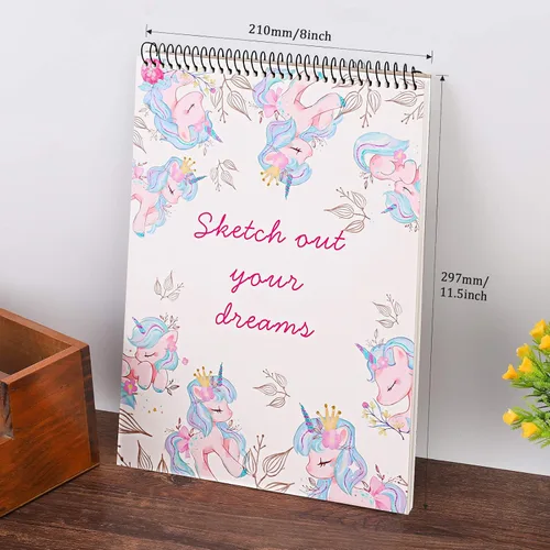 Vista 2 de Cuaderno de bocetos para niños, cuaderno de bocetos Unicron para niñas y artistas para dibujar y dibujar o garabatear, 8.5 x 11 pulgadas, papel