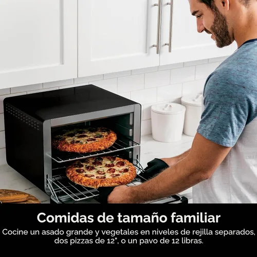 Vista 3 de Ninja DT202BK Foodi 8 en 1 XL Pro Air Fry Oven, horno de convección de encimera grande y tostador digital, 1800 vatios, negro, 12 pulgadas