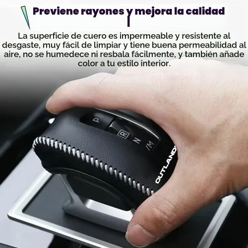 Vista 7 de Accesorios de interior personalizados para Mitsubishi Outlander 2022 2023 2024 Cubierta protectora de palanca de cambios de coche de cuero