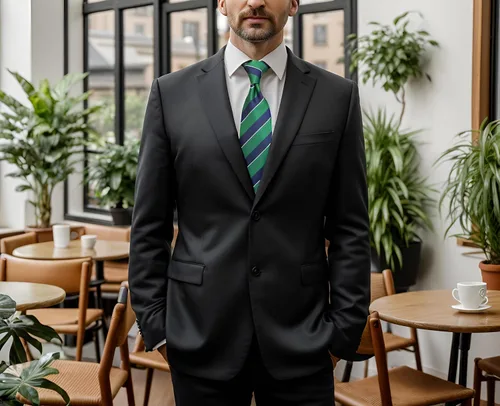 Vista 6 de S&W SHLAX&WING Corbata para hombres Lazos a rayas verde, amarillo y azul para trajes de negocios