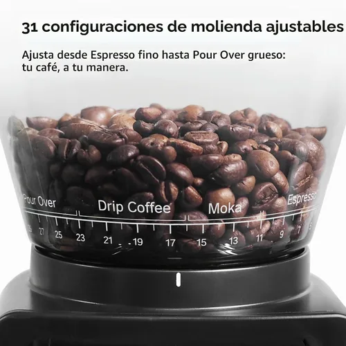 Vista 2 de HIBREW G3 - Molinillo de café eléctrico, rebaba cónica de 1.575 pulgadas con 31 ajustes ajustables, soplador de aire antiestático y de doble capa