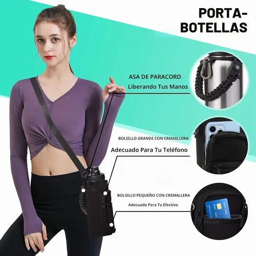 Vista 7 de Botella de agua de acero inoxidable de 40 onzas, aislada al vacío, boca ancha, tapa de pajilla, asa de cuerda de paracaídas, a prueba de sudor