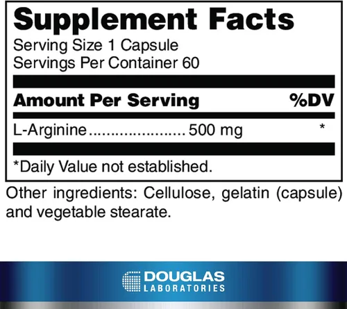 Vista 2 de Douglas Laboratories L-Arginina (500 mg.) Aminoácido versátil 60 Cápsulas