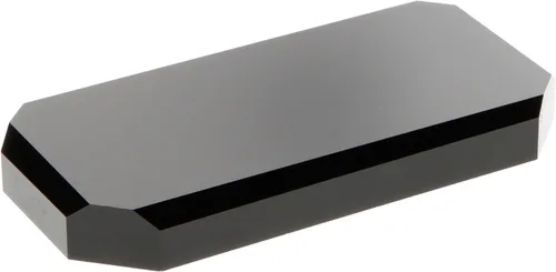 Vista 2 de Plymor Base de exhibición rectangular de corte de esquina biselada de acrílico negro, 4 "x 2" D x 0.75" H
