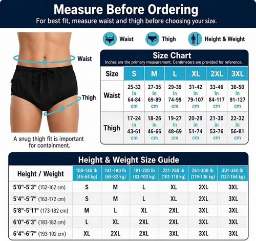 Vista 6 de AQX Pañales de natación reutilizables para adultos con necesidades especiales, cubierta de plástico para pañales a prueba de fugas, pantalón de goma
