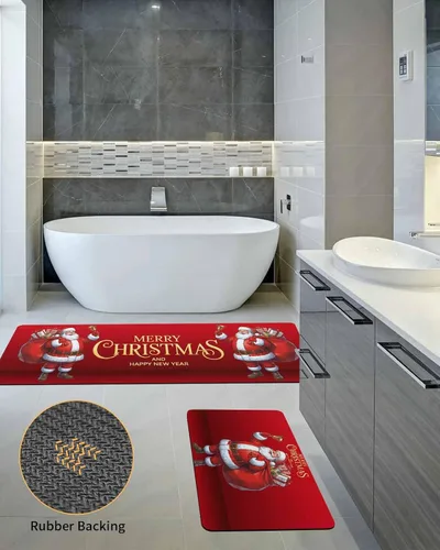 Vista 5 de Tapete de baño de Papá Noel para bañera, antideslizante, de secado rápido y absorbente, tierra de diatomeas, fregadero de ducha, cocina, lavable