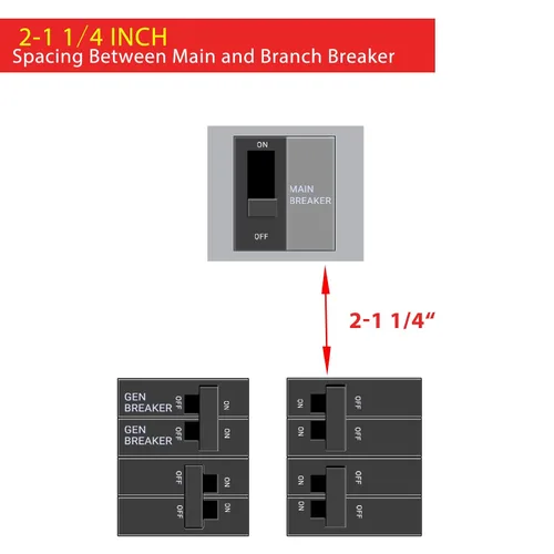 Vista 9 de Kit de enclavamiento para generador compatible con Eaton o Cutler Hammer Vertical Throw CH Series 150 o 200 amperios, 2 1/4 pulgadas