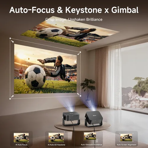Vista 4 de [2000 ANSI/enfoque automático y Keystone/aplicación integrada] Proyector 4K para exteriores con WiFi y Bluetooth, proyector portátil inteligente