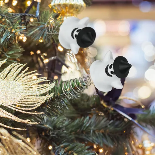 Vista 5 de Queekay Decoración de árbol fantasma de Navidad, adornos de fantasma pequeño de 4 pulgadas, decoración espeluznante para árbol de Navidad