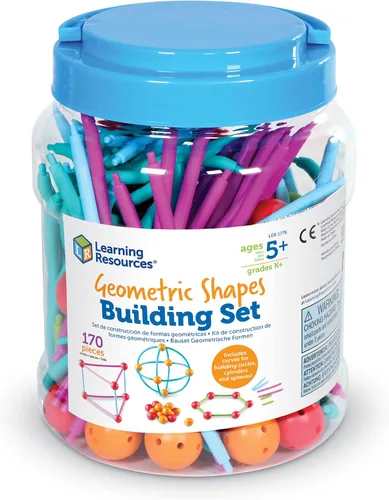 Vista 5 de Learning Resources Juego de construcción de formas geométricas, 170 piezas, a partir de 5 años, juegos de aprendizaje de matemáticas para niños