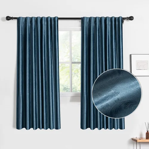Vista 6 de Weenye Cortinas azules: 63 pulgadas de largo, puerta corredera para dormitorio y sala de estar, 52 x 63 pulgadas