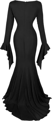 Vista 4 de Women Halloween Dress Addams Family Wednesday Costume Gothic Party Long Sleeve Dress