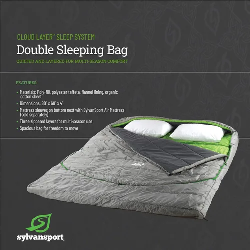 Vista 9 de SylvanSport Cloud Layer - Saco de dormir para adultos, capas ajustables para uso de 3 a 4 estaciones, sábana de algodón integrada