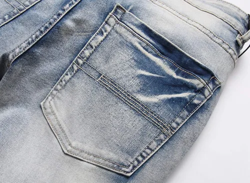 Vista 6 de Skinny Slim Fashion - Jeans elásticos para hombre, con agujeros rectos, estilo hip hop, para motociclista