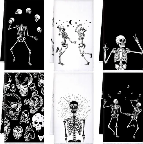 Vista 14 de Bencailor - 6 toallas de cocina góticas espeluznantes con tarot, toallas de mano, luna, sol, bruja, té, para fiestas de terror, regalos de baño