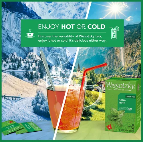 Vista 5 de Wissotzky Té verde menta Nana, 20 bolsas de té Rico en antioxidantes Bolsas de té de menta marroquí Té Nana revitalizante