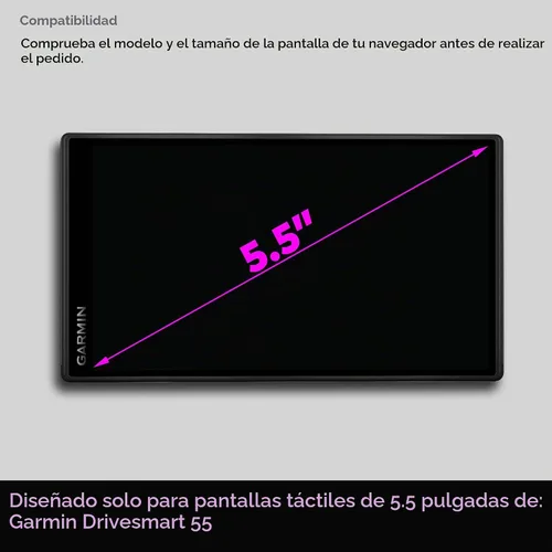 Vista 2 de Protector de pantalla de vidrio templado premium para Garmin Drivesmart 55 GPS Navigation 5.5 pulgadas pantalla táctil anti huella digital